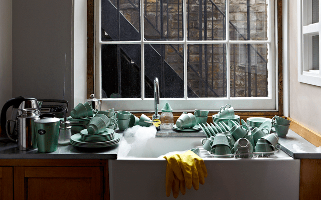Interior Photographer London Graham Atkins-Hughes photography of the washing up at the London Studio of Antoni and Alison