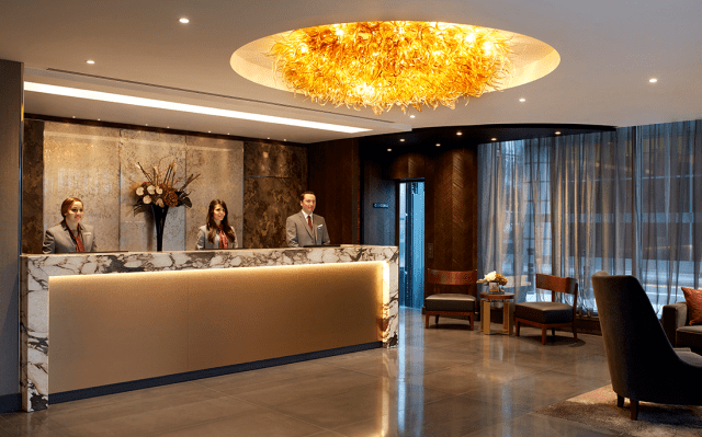Interior photographer Graham Atkins-Hughes shoots reception at Crowne Plaza London