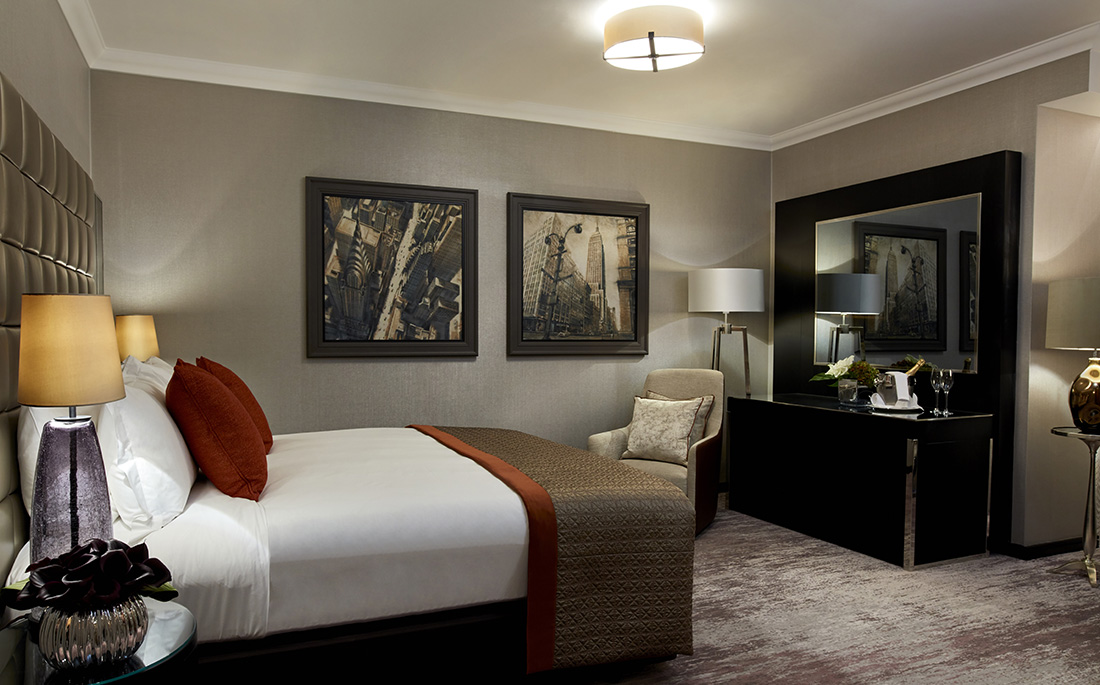 Interior of Club Suite Bedroom, at The Crowne Plaza Hotel, Albert Embankment, London, Photography by Graham Atkins-Hughes